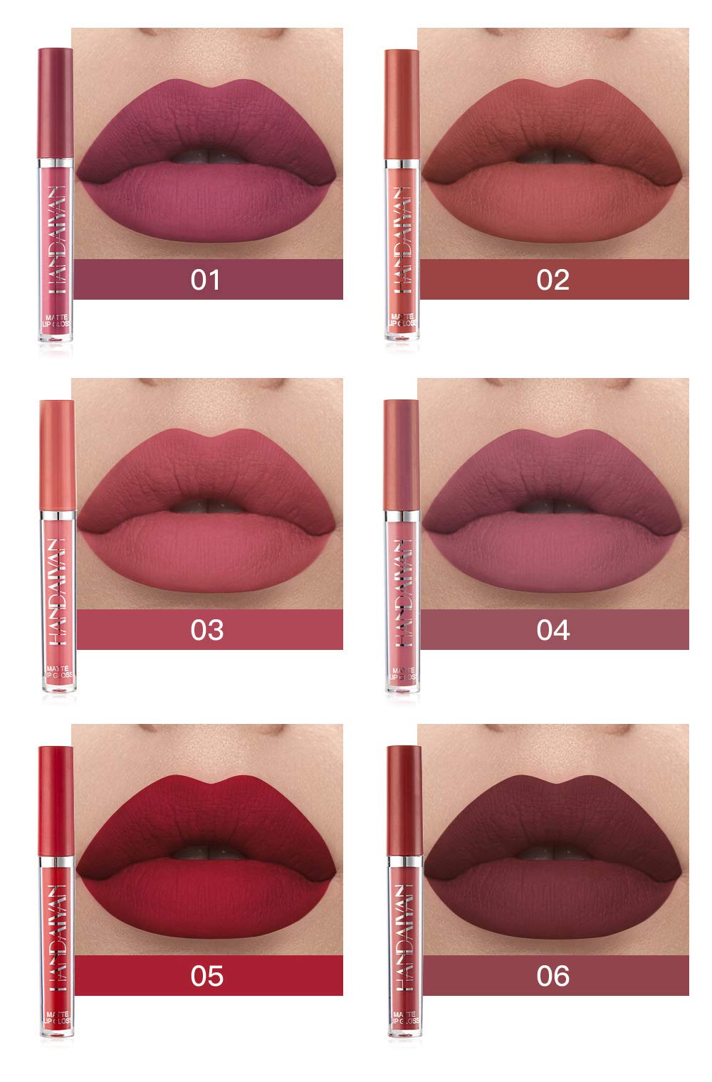 BestLand Conjunto A: labios-matte-seis-colores para un look diario versátil.
