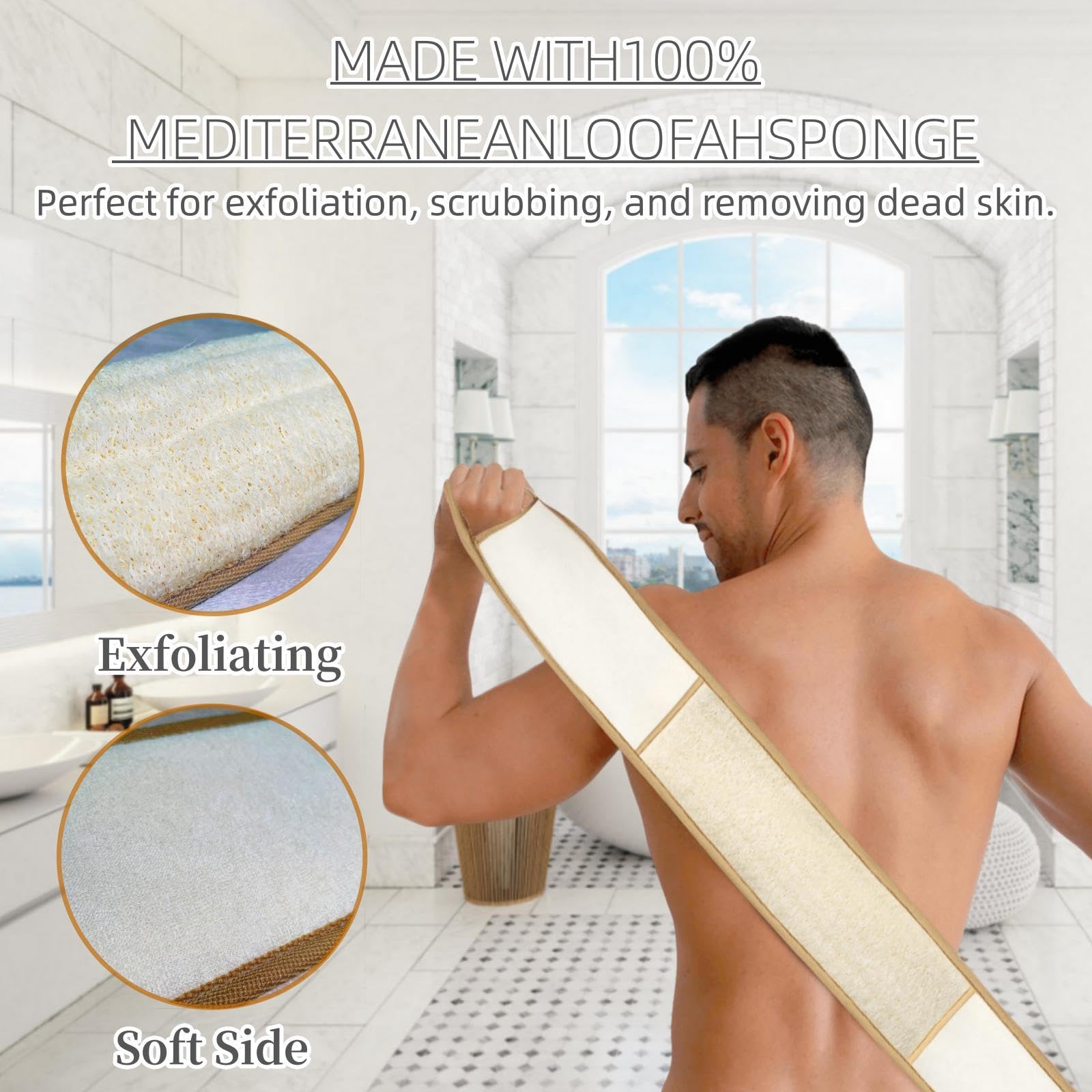 BETLYS utiliza materiales naturales como lufa y algodón para una experiencia exfoliante suave.