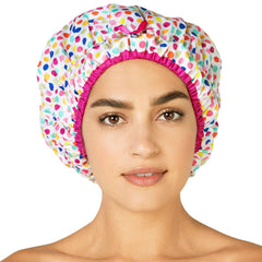 Gorro de ducha Betty Dain con estampado puntos para cabello seco