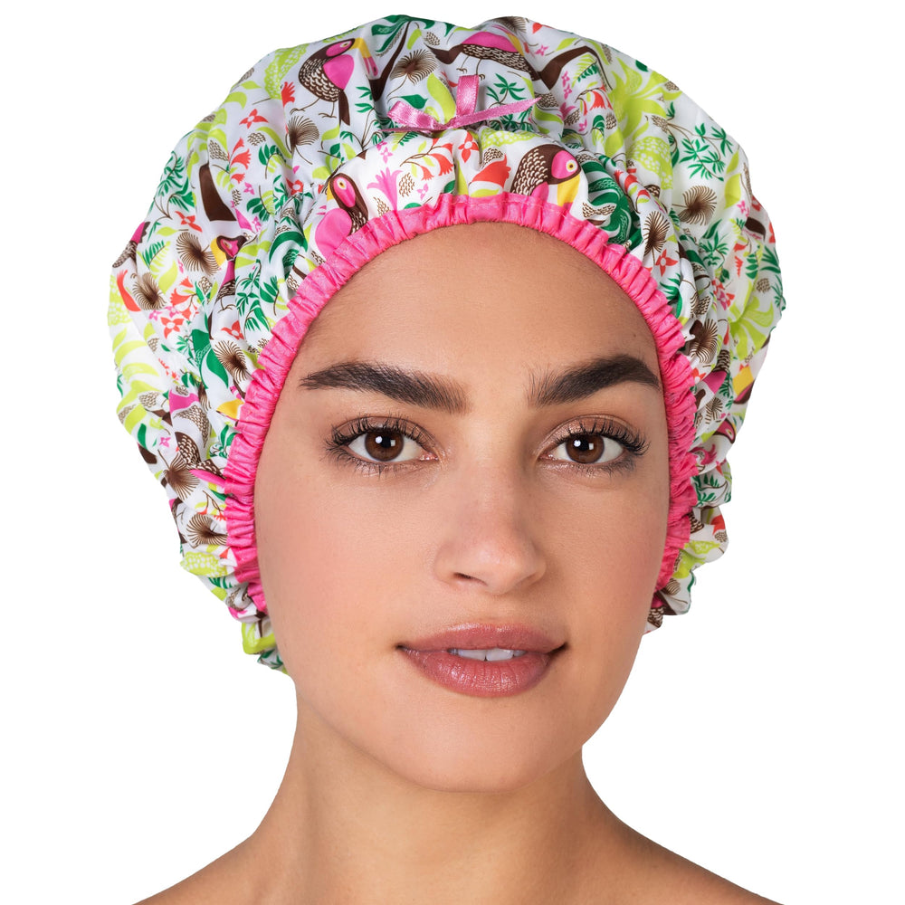 Betty Dain Fashionista Tropical gorro ducha oversize mantiene el cabello seco