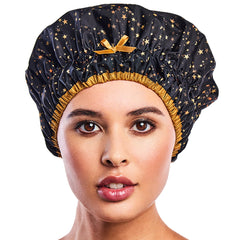 Gorro Betty Dain reutilizable con estampado de estrellas, mantiene el cabello seco durante la ducha