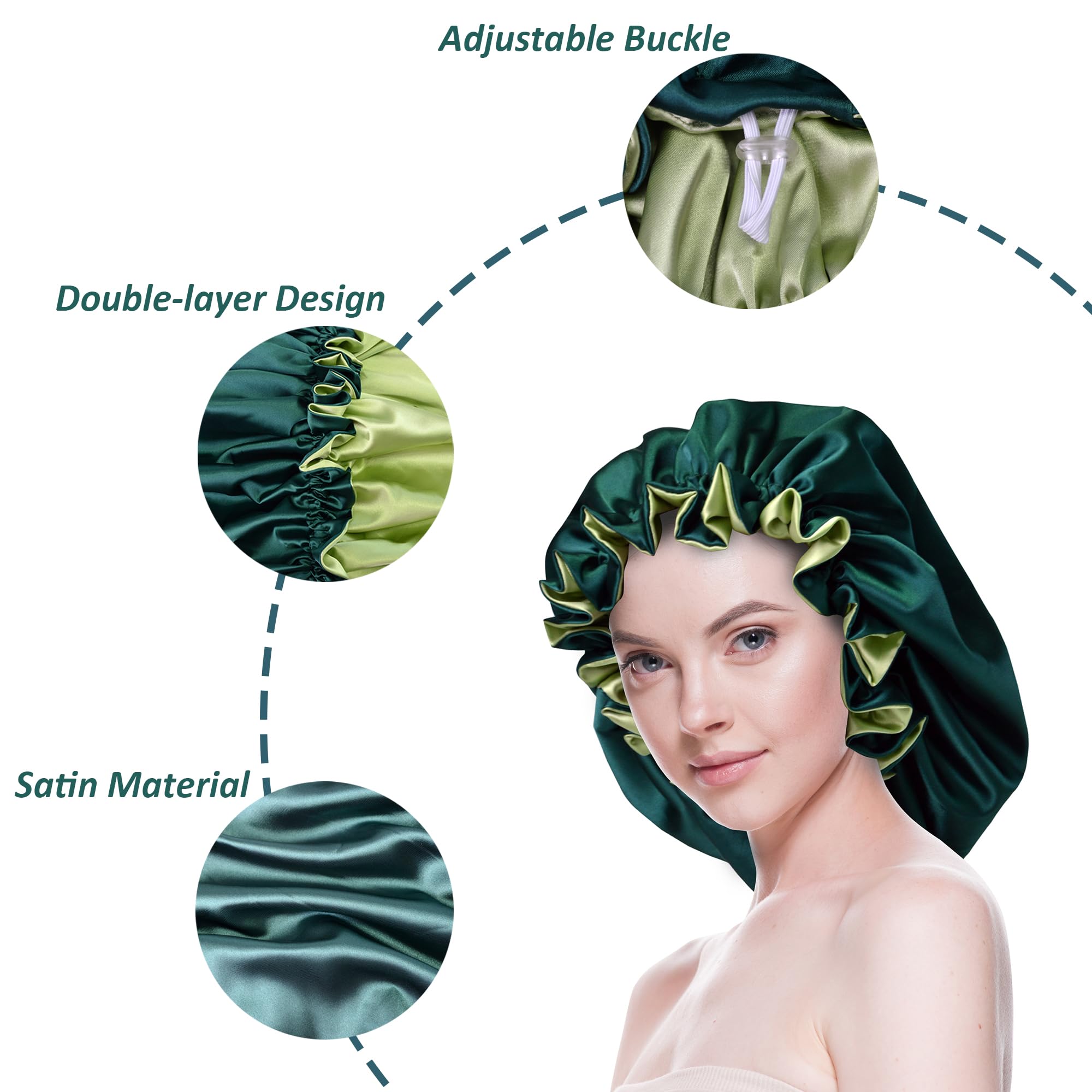 Beutyme gorro satén mujer verde-oscuro, uso diario cómodo