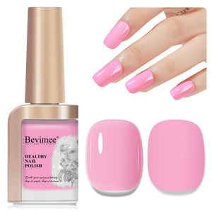 Bevimee Esmalte Rosa Claro: secado rápido para uñas listas en minutos.