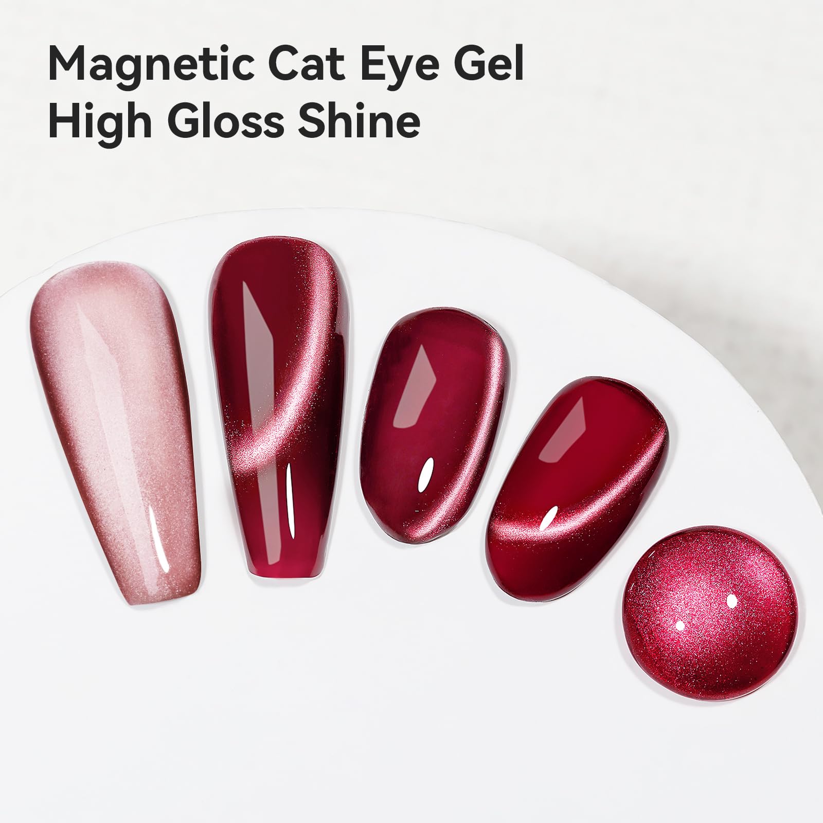 Bevimee Cat Eye Rojo Vino con brillo iridiscente para ocasiones especiales.