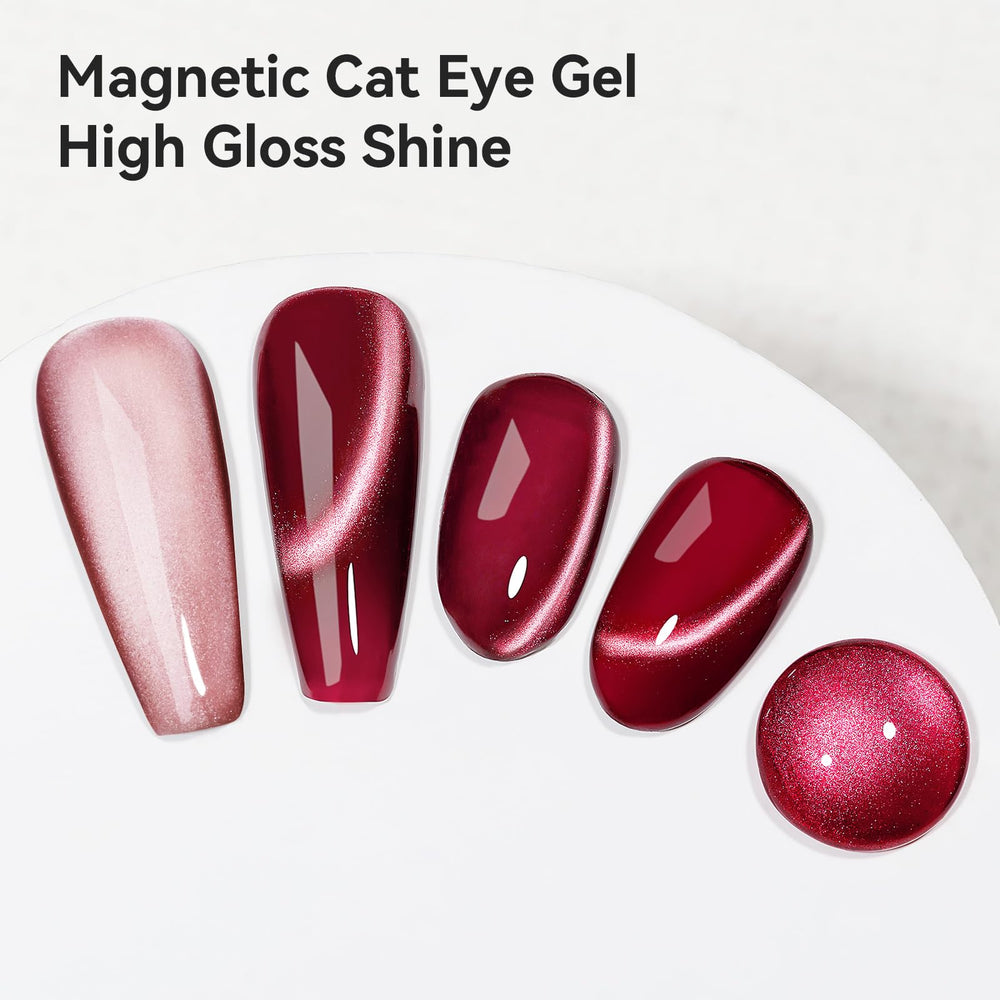 Bevimee Cat Eye Rojo Vino con brillo iridiscente para ocasiones especiales.