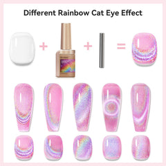 Bevimee Ojo-gato holográfico, brillo irisado en cada capa.