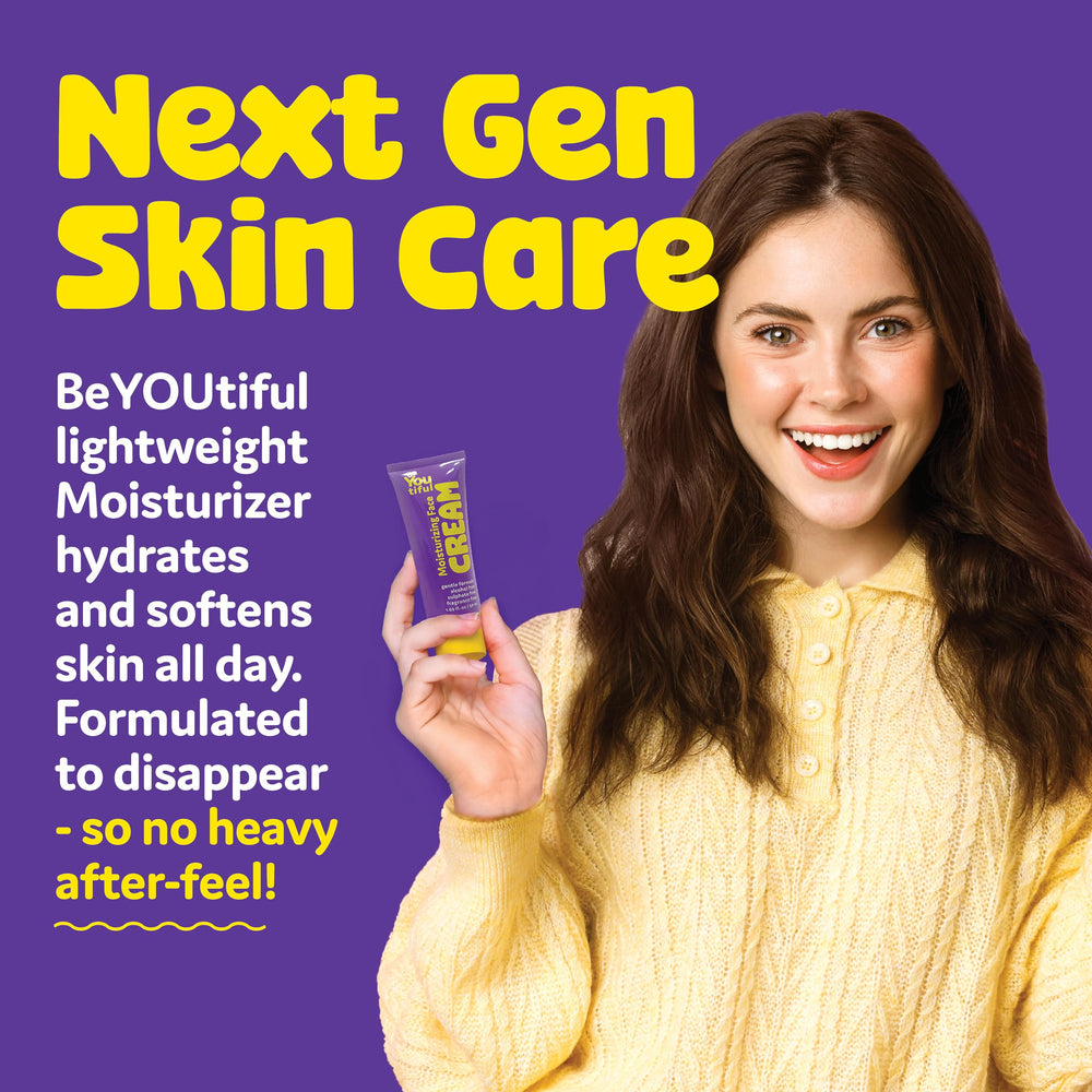 BeYOUtiful Face Moisturizer sin fragancias, cuidado suave para piel joven.