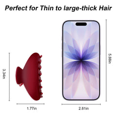 La pinza Bgffuy de color cereza roja, grande, para cabello grueso con agarre estable.