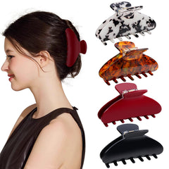 Las pinzas Bgffuy de pelo acrílicas color cereza roja grande ofrecen un agarre firme en cabello grueso.