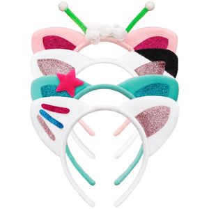 Bgfhna diadema orejas de gato con brillo rosado, ideal para fiestas y sesiones de fotos.