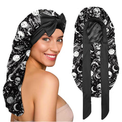 Bonete de seda BHAHB para dormir con cabello largo, protege rizos durante la noche.