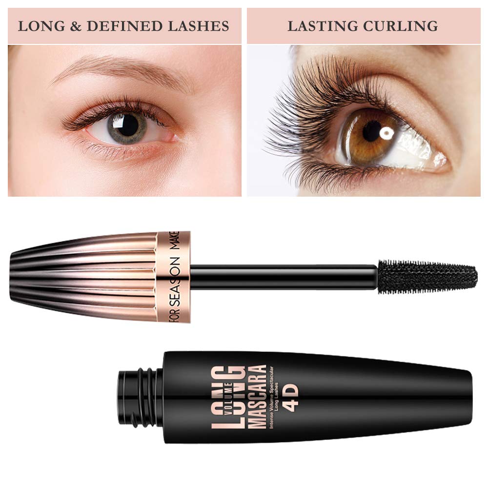 Bieyoc 4D seda mascara cepillo curvo para pestañas definidas.