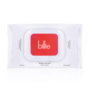 Billie Wonder Wipes: embalaje de 25 unidades para uso diario.