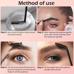 Brocha angular de Bingbrush definiendo cejas con acabado suave.
