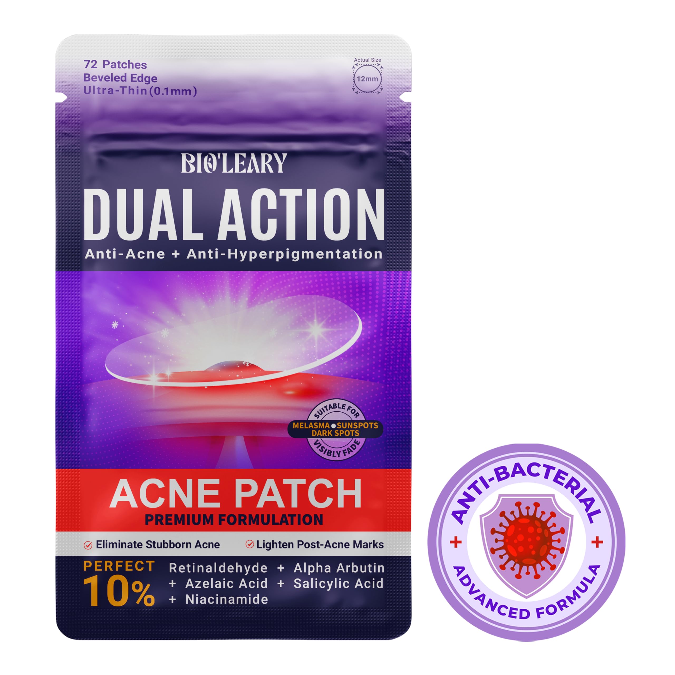 BIO'LEARY parches antiacné antibacterianos para piel más limpia.