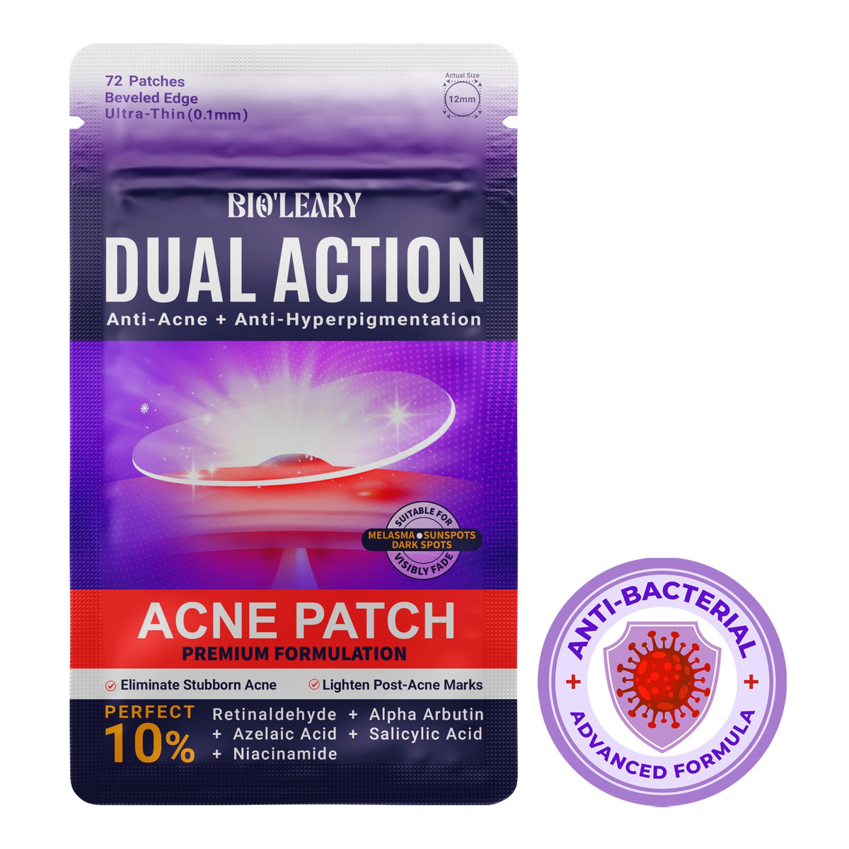 BIO'LEARY parches antiacné antibacterianos para piel más limpia.