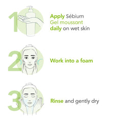 Aplicación en rostro de Bioderma Sébium Gel, espuma suave para limpiar.