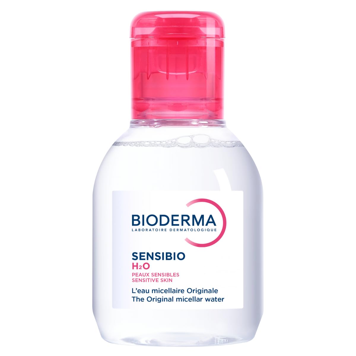 Bioderma Sensibio H2O en bote de viaje, cómodo para retoques faciales.