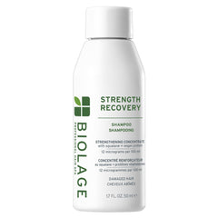 Biolage Champú Recuperación y Fortalecimiento en botella frontal, promete fortalecimiento suave.
