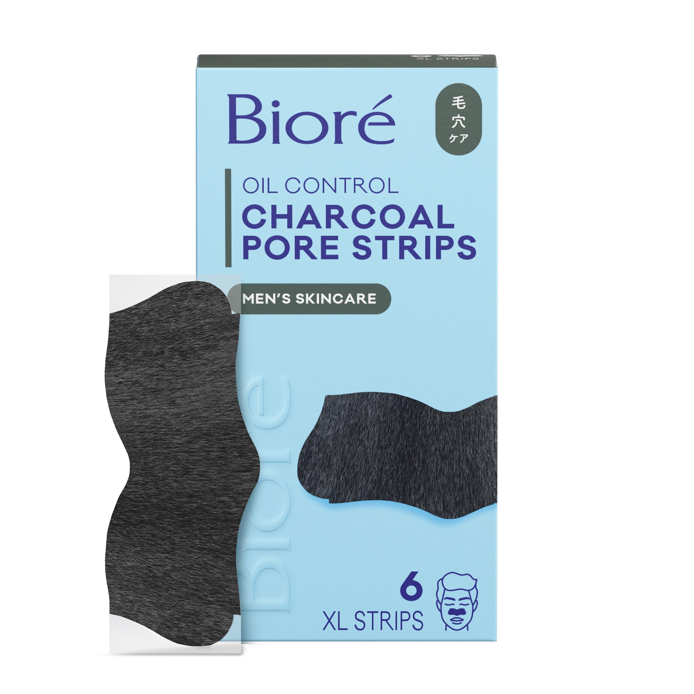 Biore tira nariz con carbón activado muestra impurezas en la tira para referencia de limpieza