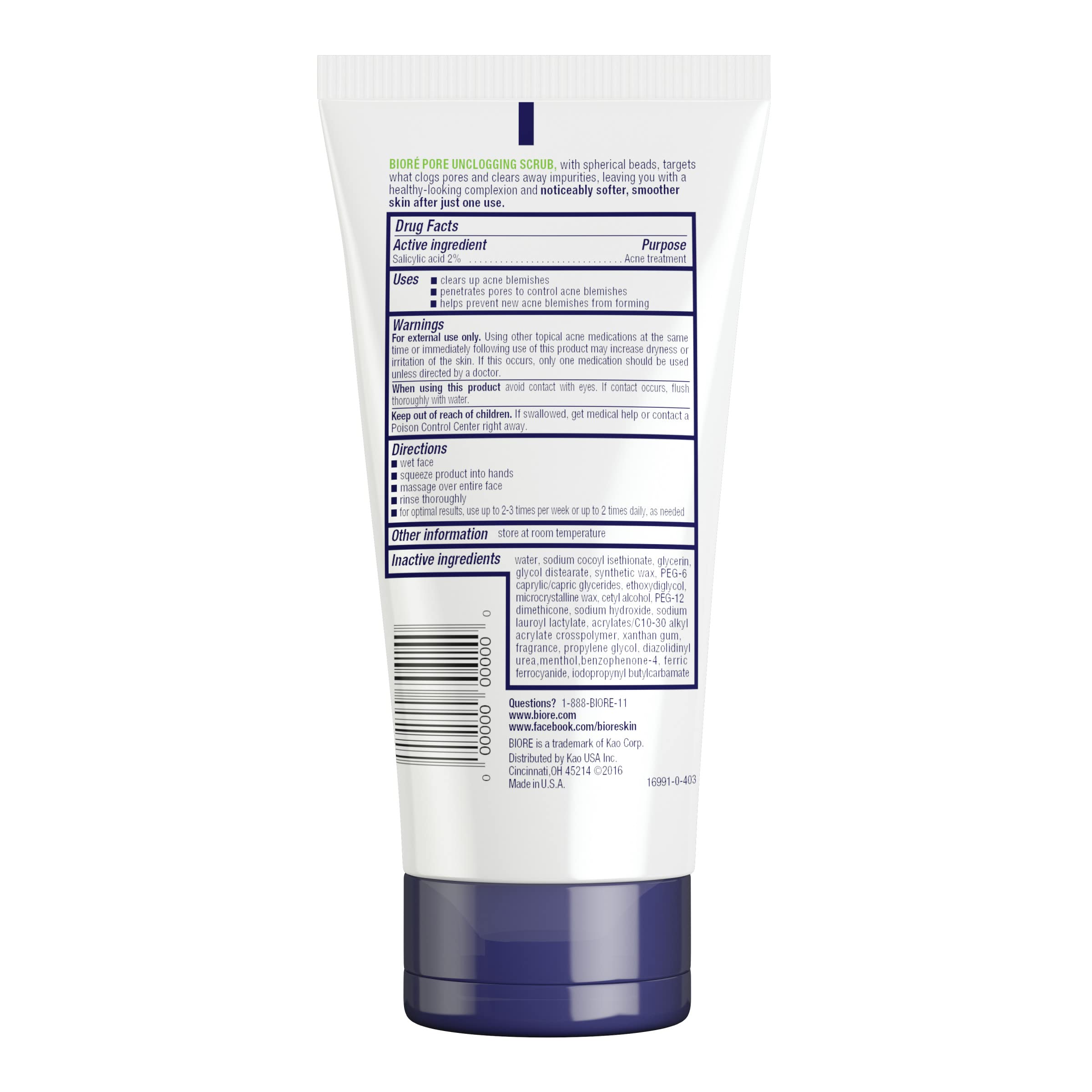 Bioré exfoliante 5 onzas tamaño cómodo para la rutina