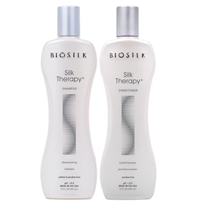 BioSilk Silk Therapy kit de champú y acondicionador para brillo radiante.