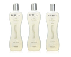 BioSilk Silk Therapy Original Cure, pack de 3 botellas, protege el cabello y aporta brillo.
