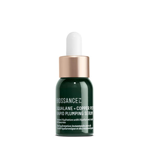 Biossance Sérum Esqualano + Péptidos de Cobre, botella, hidratación inmediata para la piel.
