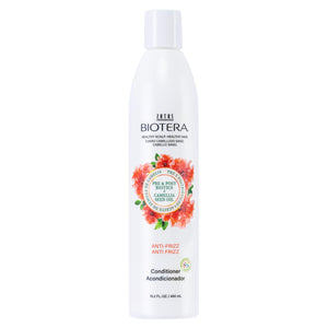 Biotera Antiencrespamiento, botella visible para cuidado diario del cabello.