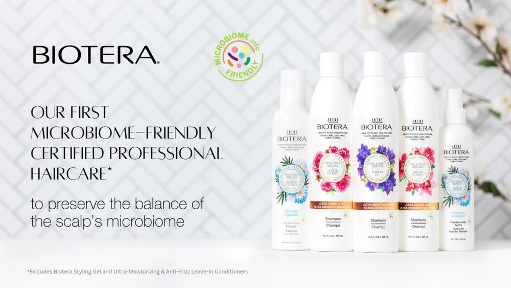Biotera cabello largo brillo saludable tras uso regular.