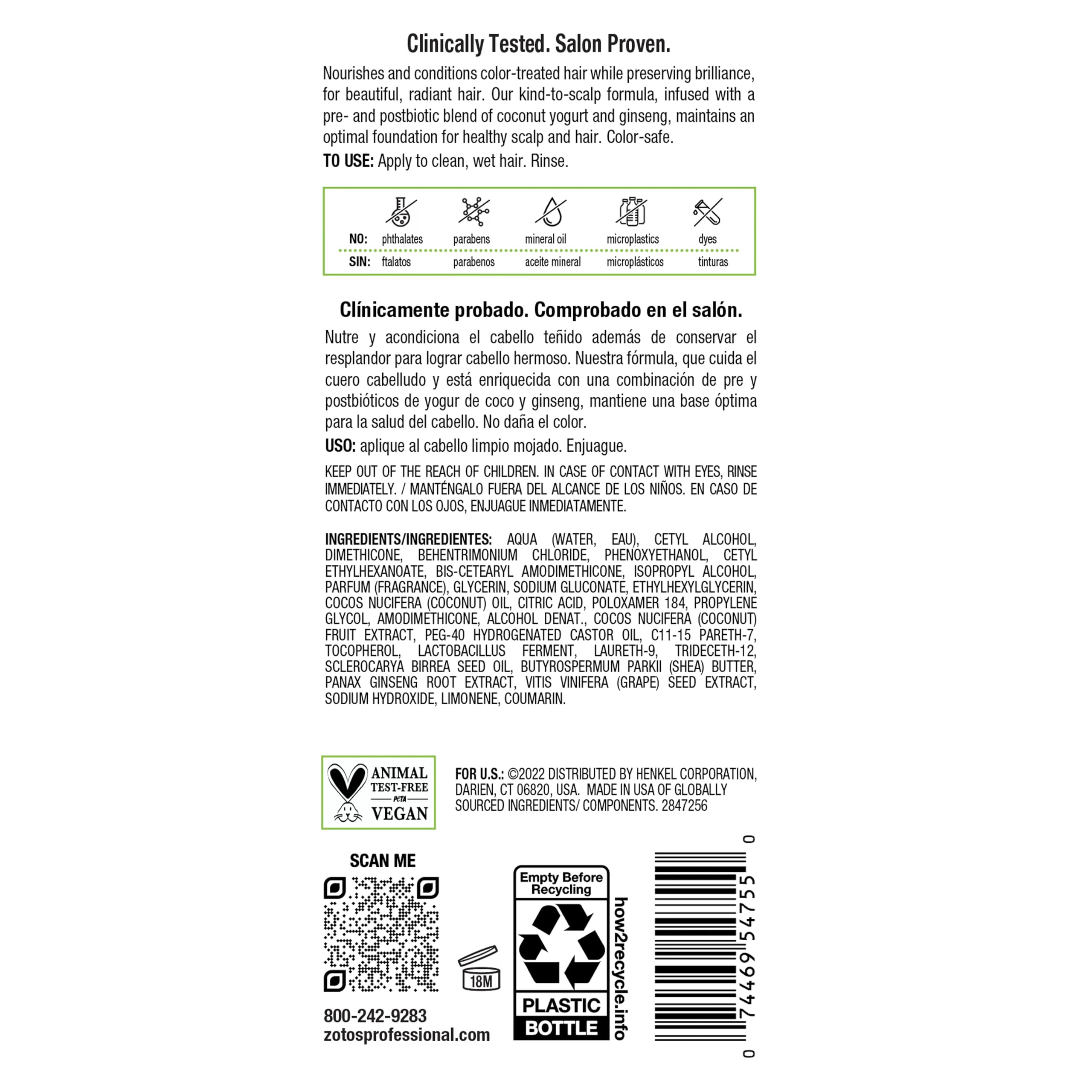 Biotera Acondicionador Cuidado del Color, aporta brillo duradero al cabello teñido.
