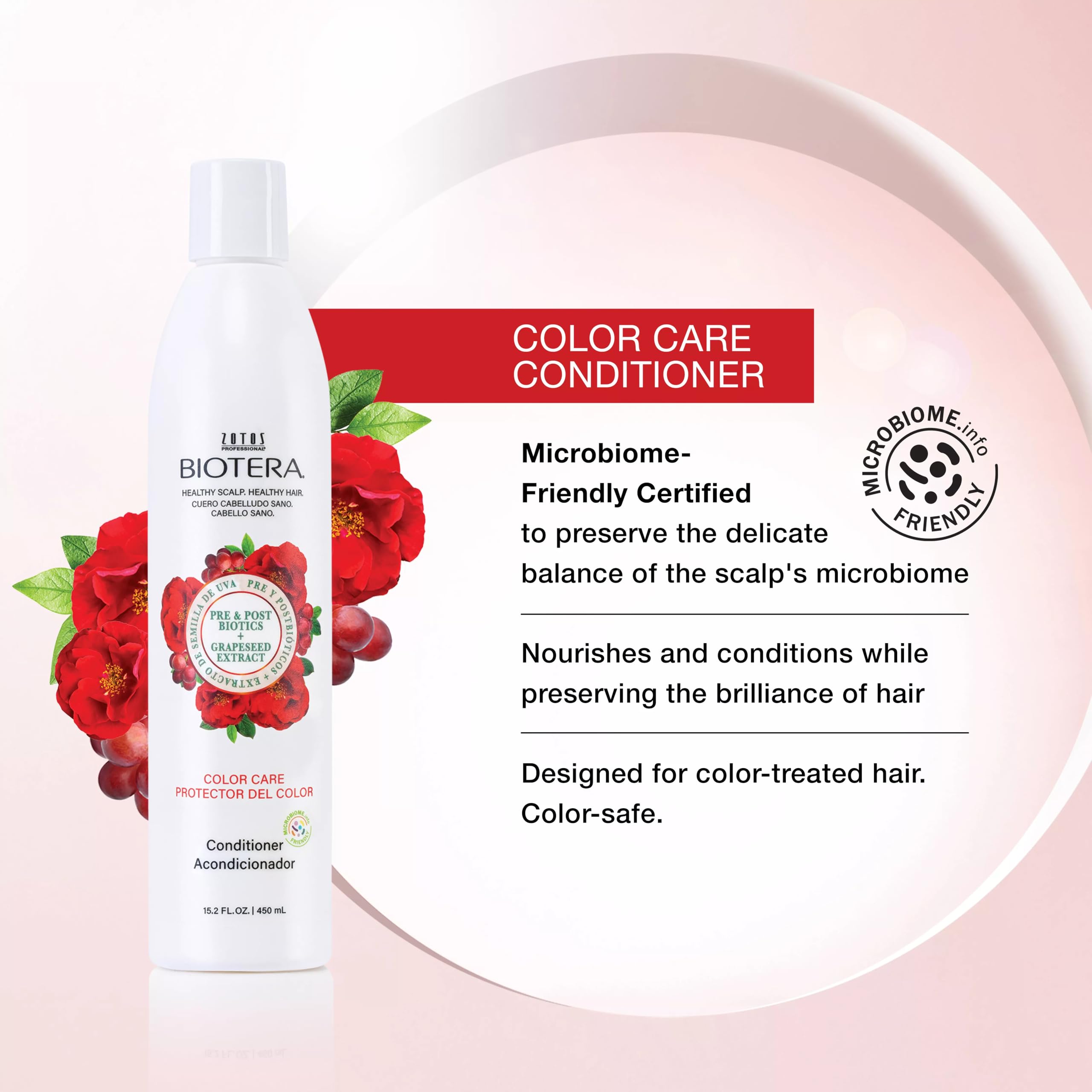 Biotera Acondicionador Cuidado del Color, textura cremosa facilita peinado suave.