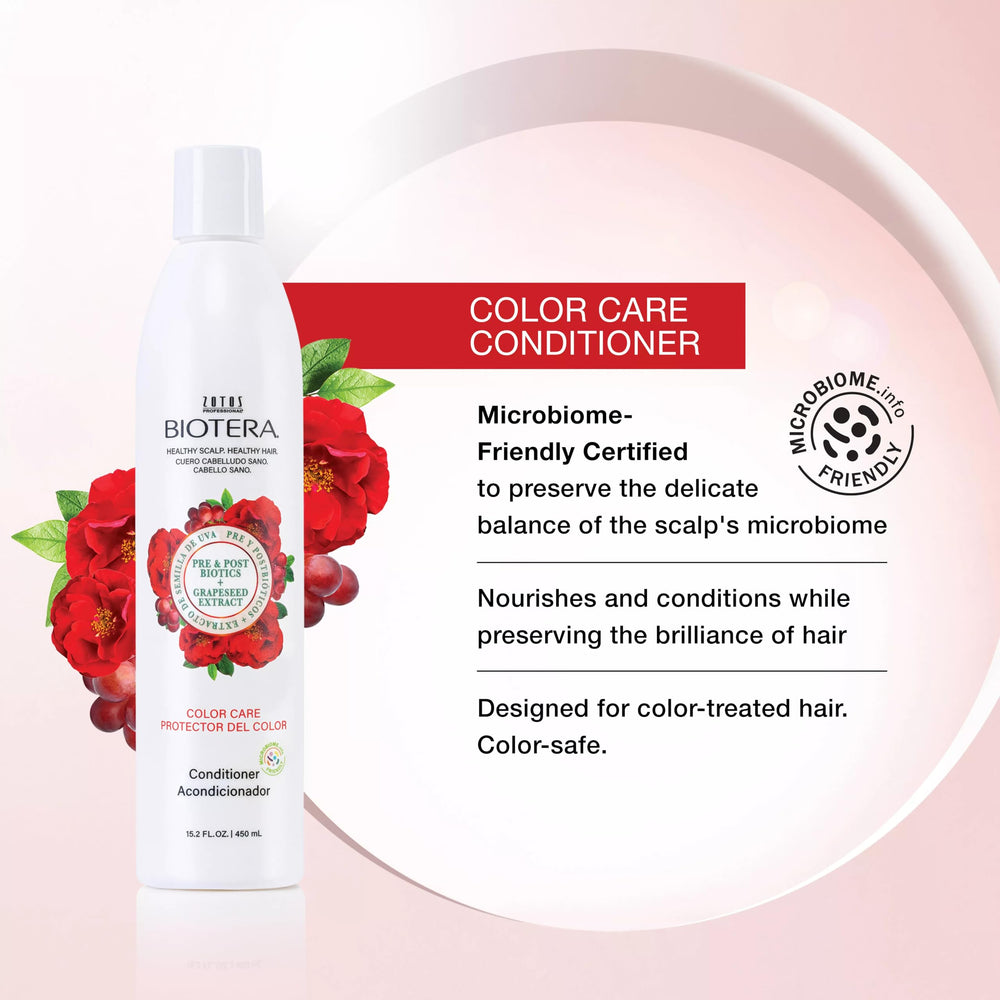 Biotera Acondicionador Cuidado del Color, textura cremosa facilita peinado suave.