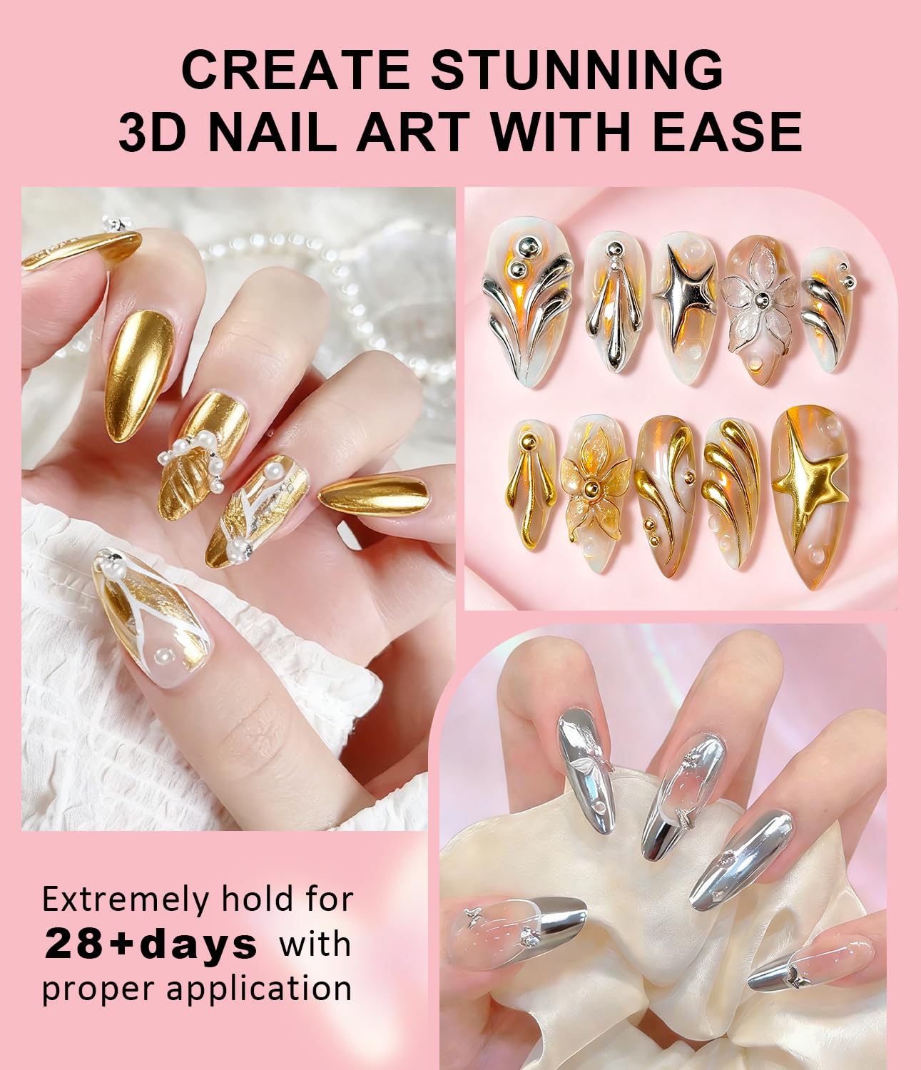 Esponjas aplicadoras para uñas con gel 3D, fácil manejo para principiantes.