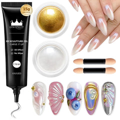 BISHENGYF gel 3D para uñas, kit completo para crear diseños 3D duraderos.
