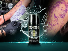 Aplicación uniforme de Stencil-It Gel para plantillas, ideal durante la preparación del tatuaje.