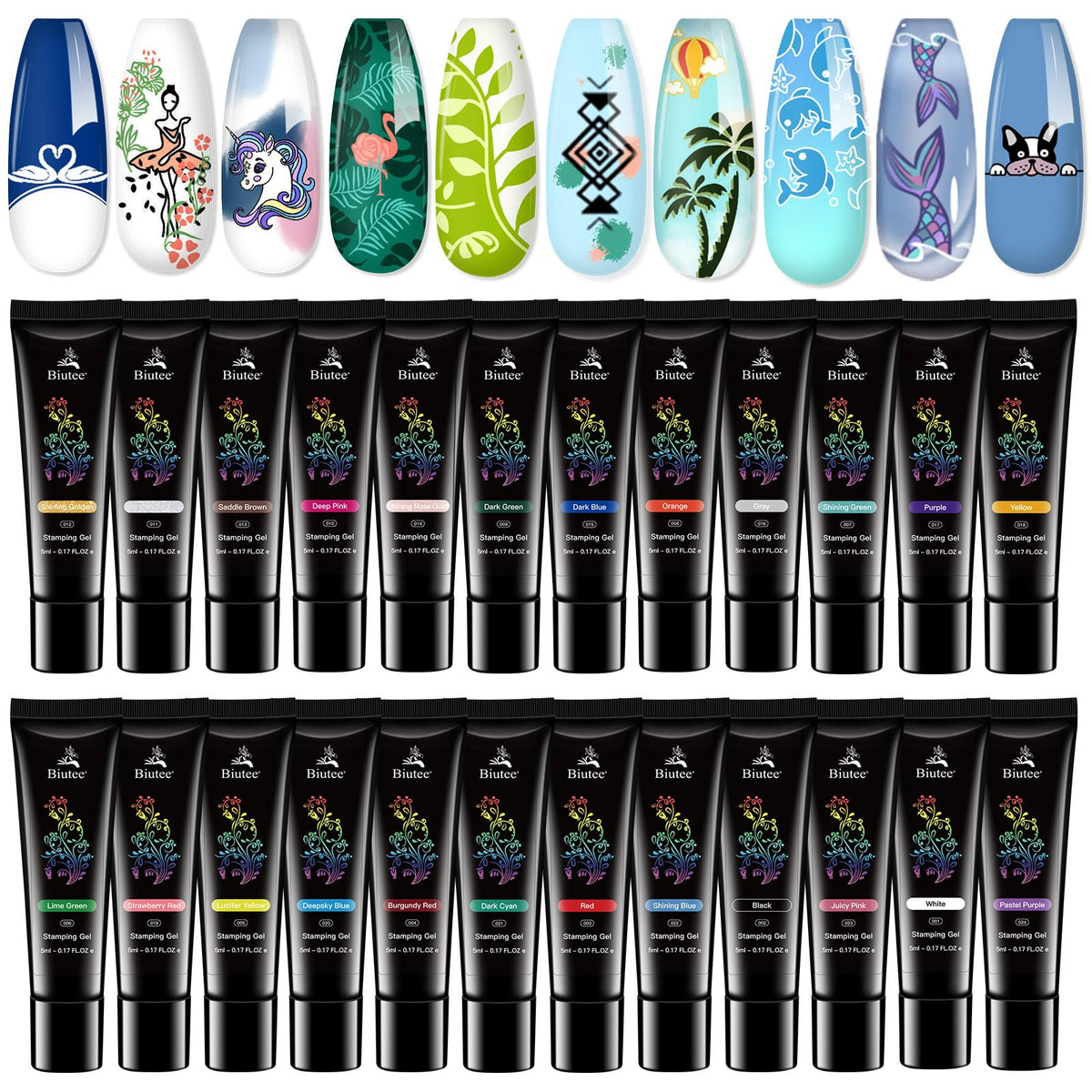 Biutee estampa de uñas con 24 colores para diseños vibrantes