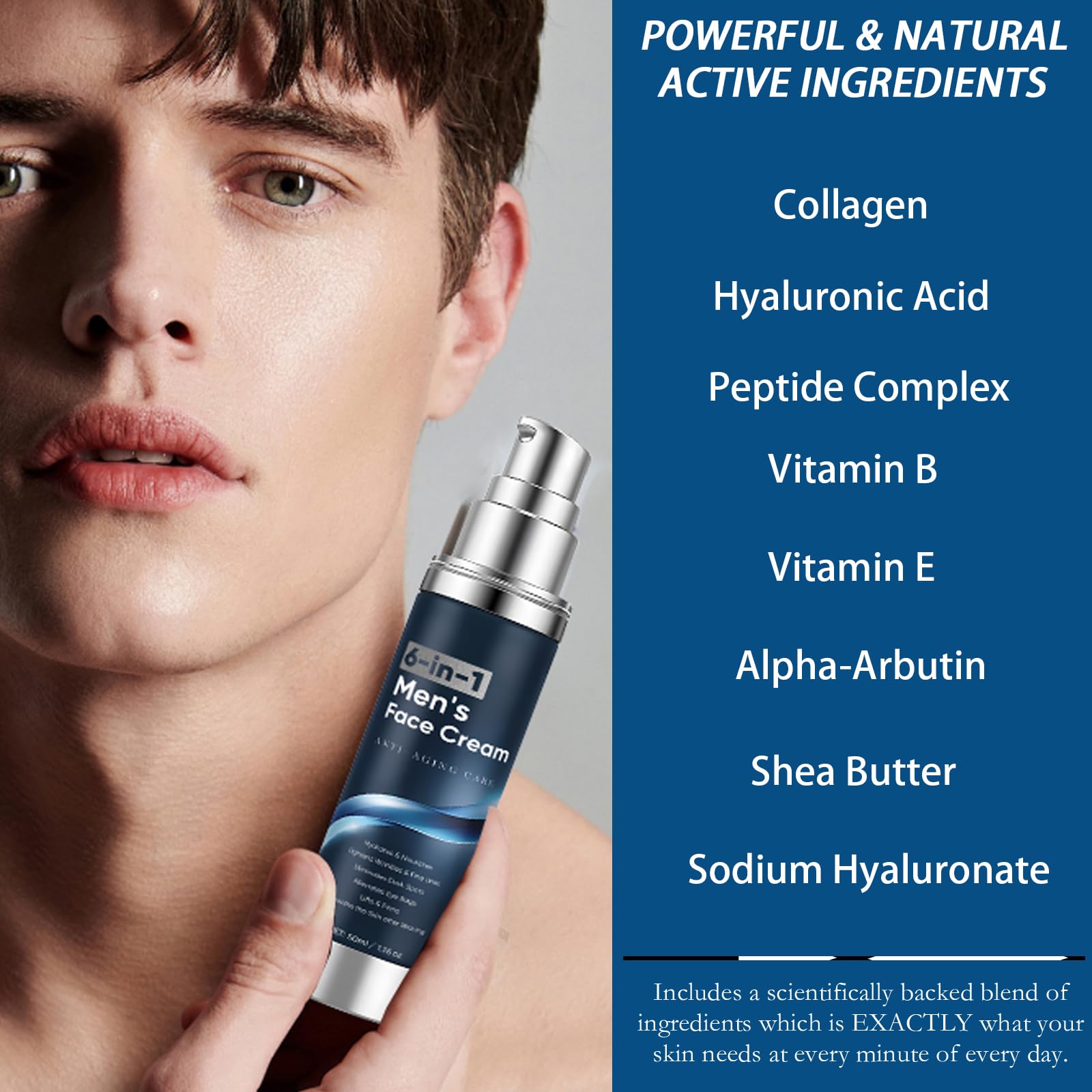 BIWQTY crema facial para hombres con piel sensible, textura suave y calmante.