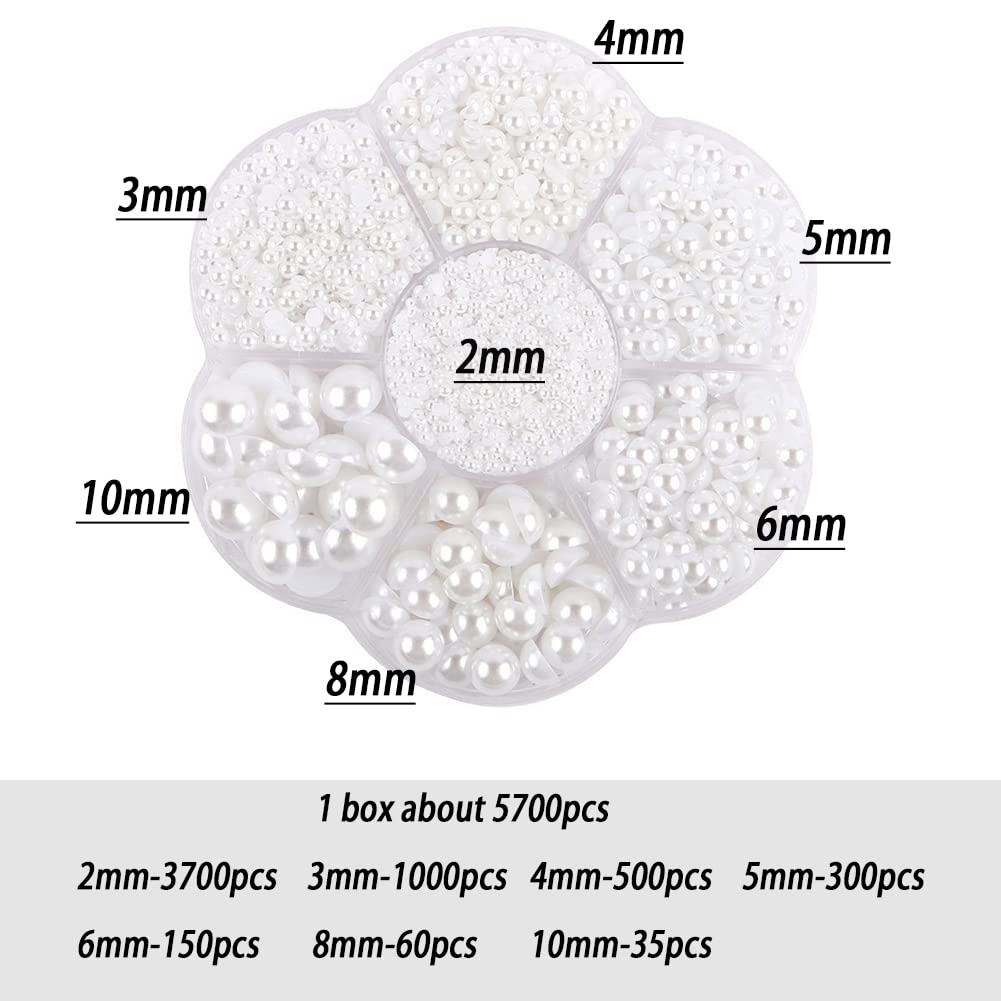 BLAAROOM perlas 2mm plano blanco, microdetalles brillantes para uñas y decoraciones delicadas.