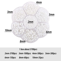 BLAAROOM perlas 2mm plano blanco, microdetalles brillantes para uñas y decoraciones delicadas.