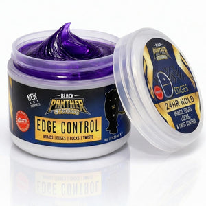 Black Panther Strong Edge Control, lata del producto, fijación firme y duradera.