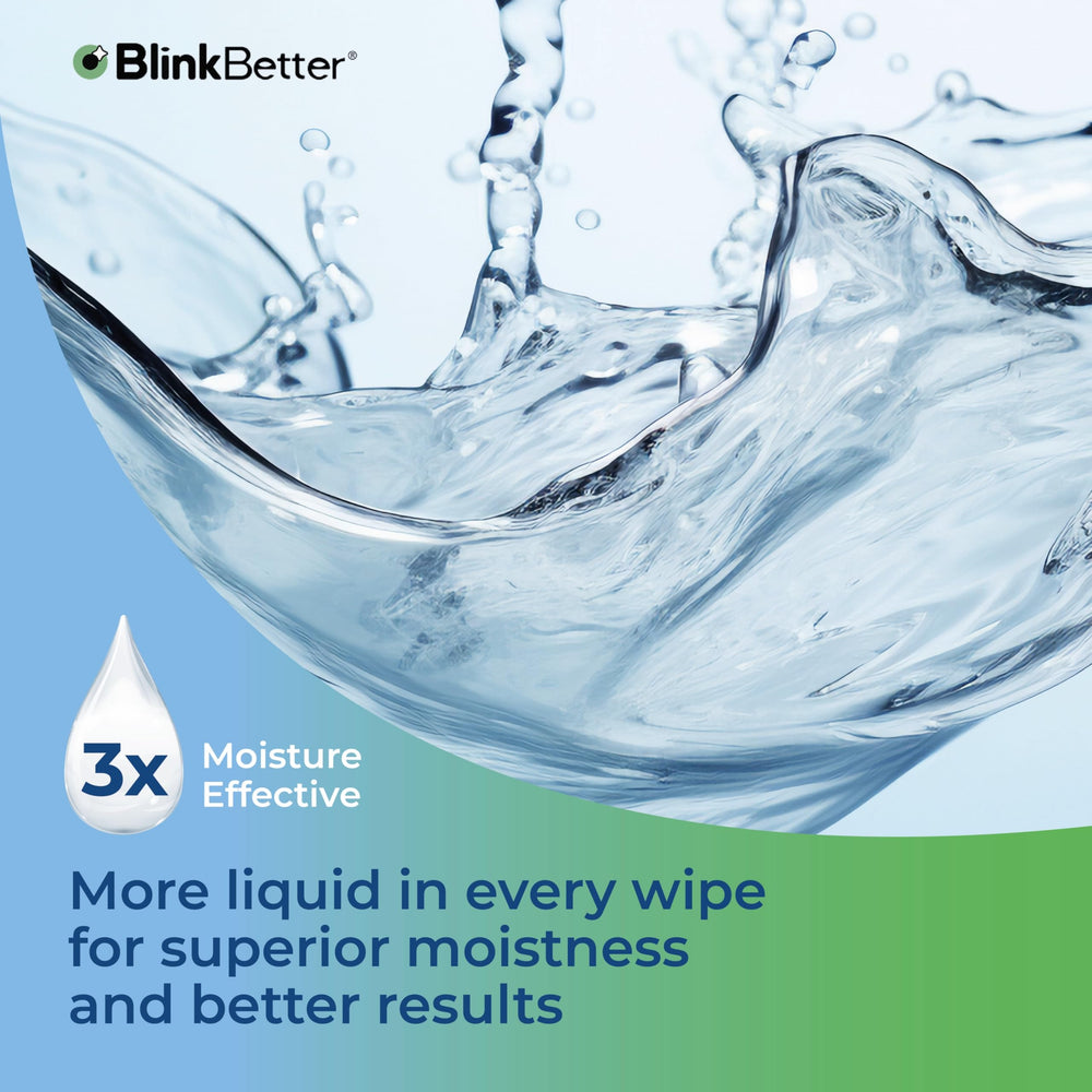 BlinkBetter: doble textura para limpieza ocular suave y eficaz.