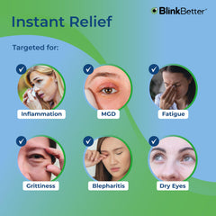 BlinkBetter: toallitas para parpados con residuos, limpieza profunda sin irritación.
