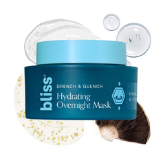 Mascarilla Bliss Drench Quench: textura gel para hidratación profunda nocturna.