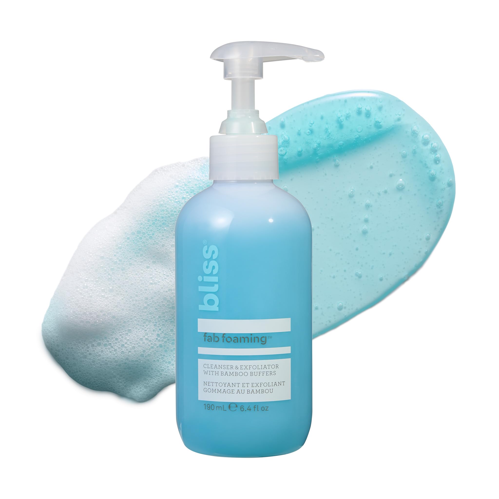 Bliss Fab Foaming muestra textura espumosa que limpia poros suavemente.
