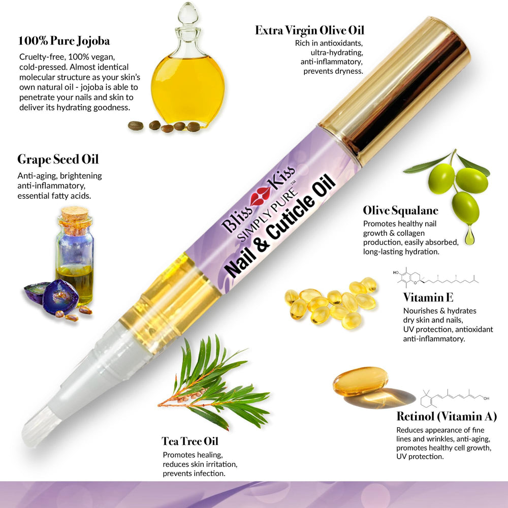 Bliss Kiss aceite jojoba cutícula uñas: nutre uñas con jojoba para mayor flexibilidad.