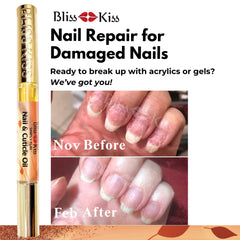 Bliss Kiss aceite uñas nutrición con jojoba para cutículas suaves.