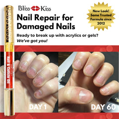 Aceite de uñas Bliss Kiss con vitamina E para fortalecimiento.