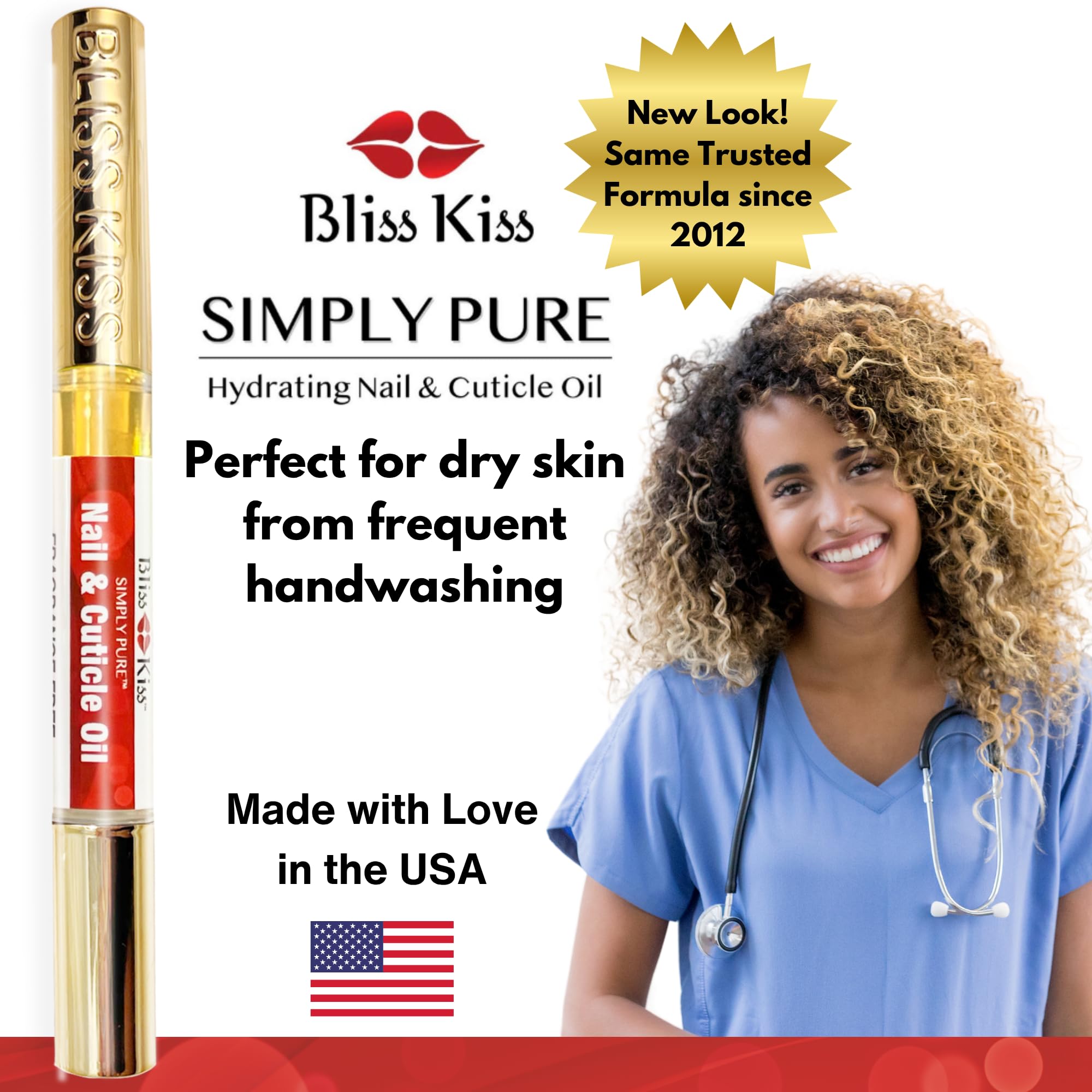 Aplicación precisa de Bliss Kiss en cutículas sin derrames.