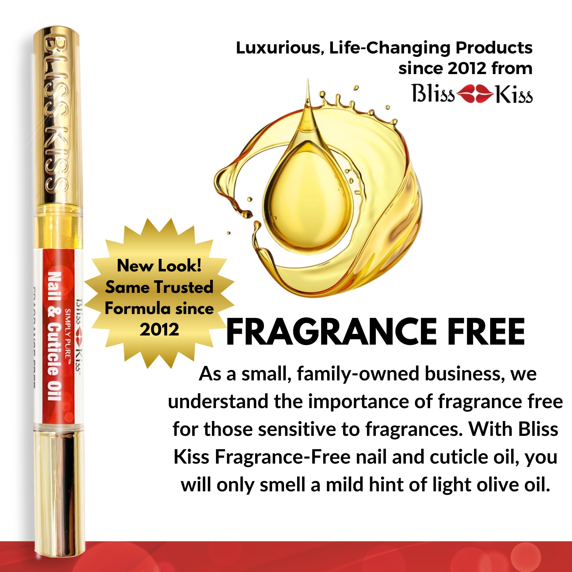 Tamaño portátil de Bliss Kiss para retoques en bolso.